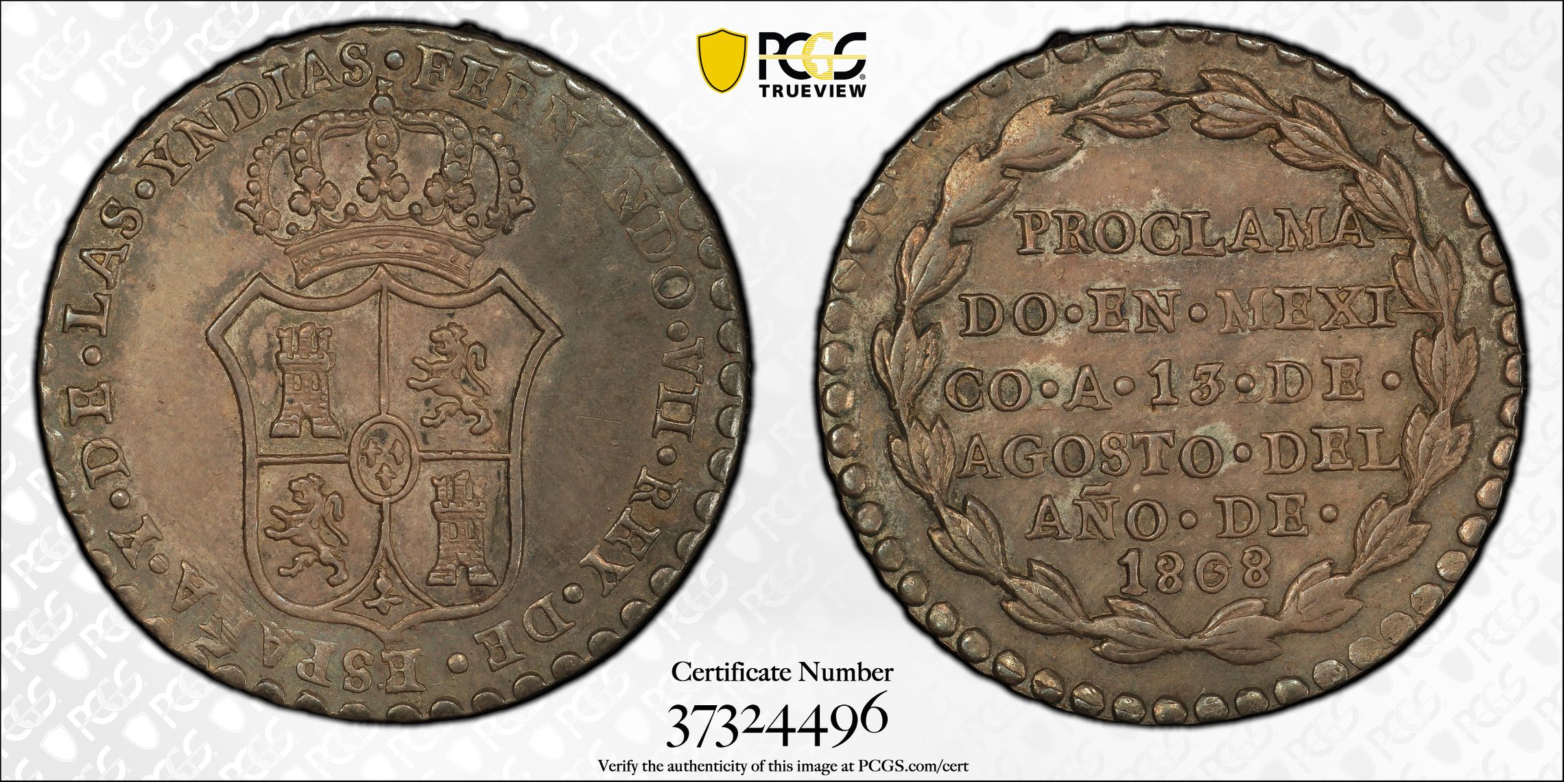 MEXICO. Silver Proclamation Medal, 1808. Ferdinand VII. PCGS
