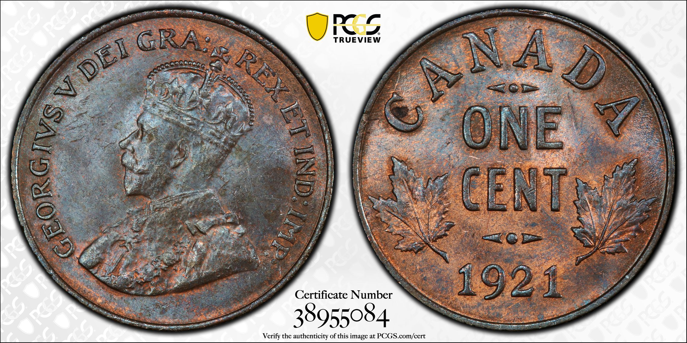 1921 Canada Small Cent Penny Rare Nice Grade Coin. 