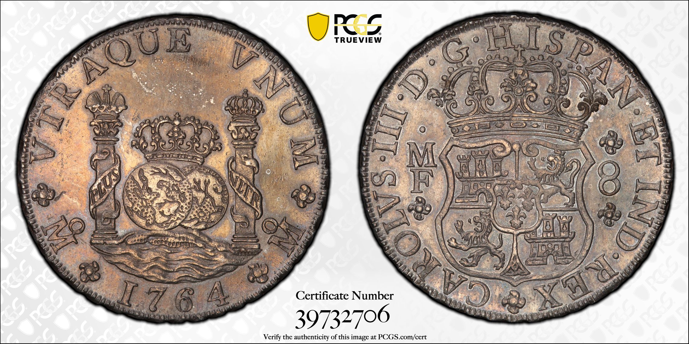 MEXICO. 8 Reales, 1764-Mo MF. Mexico City Mint. Charles III. PCGS 