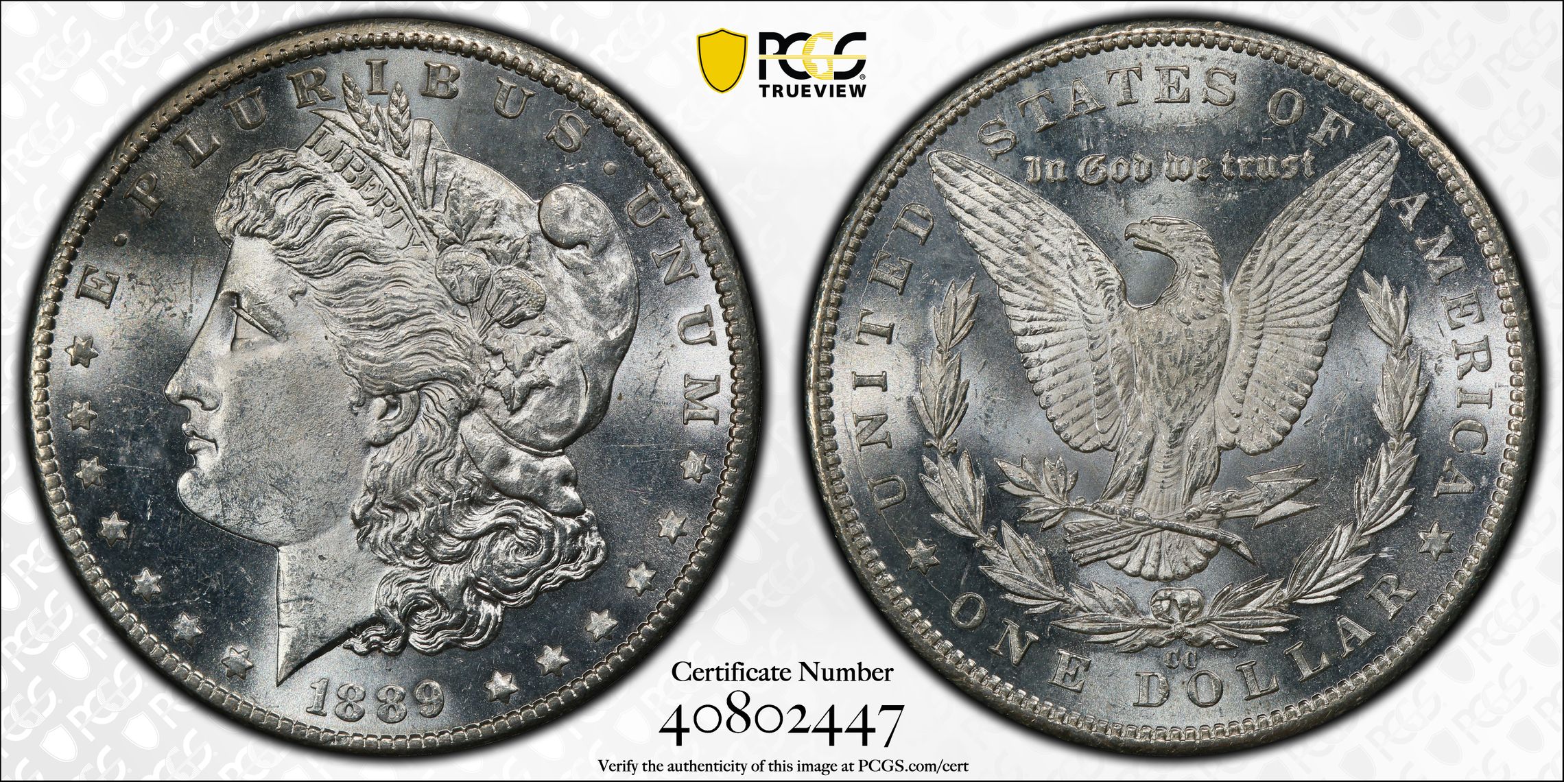 1889-CC Morgan Silver Dollar. MS-63 (PCGS). CAC., MS63 - PCGS