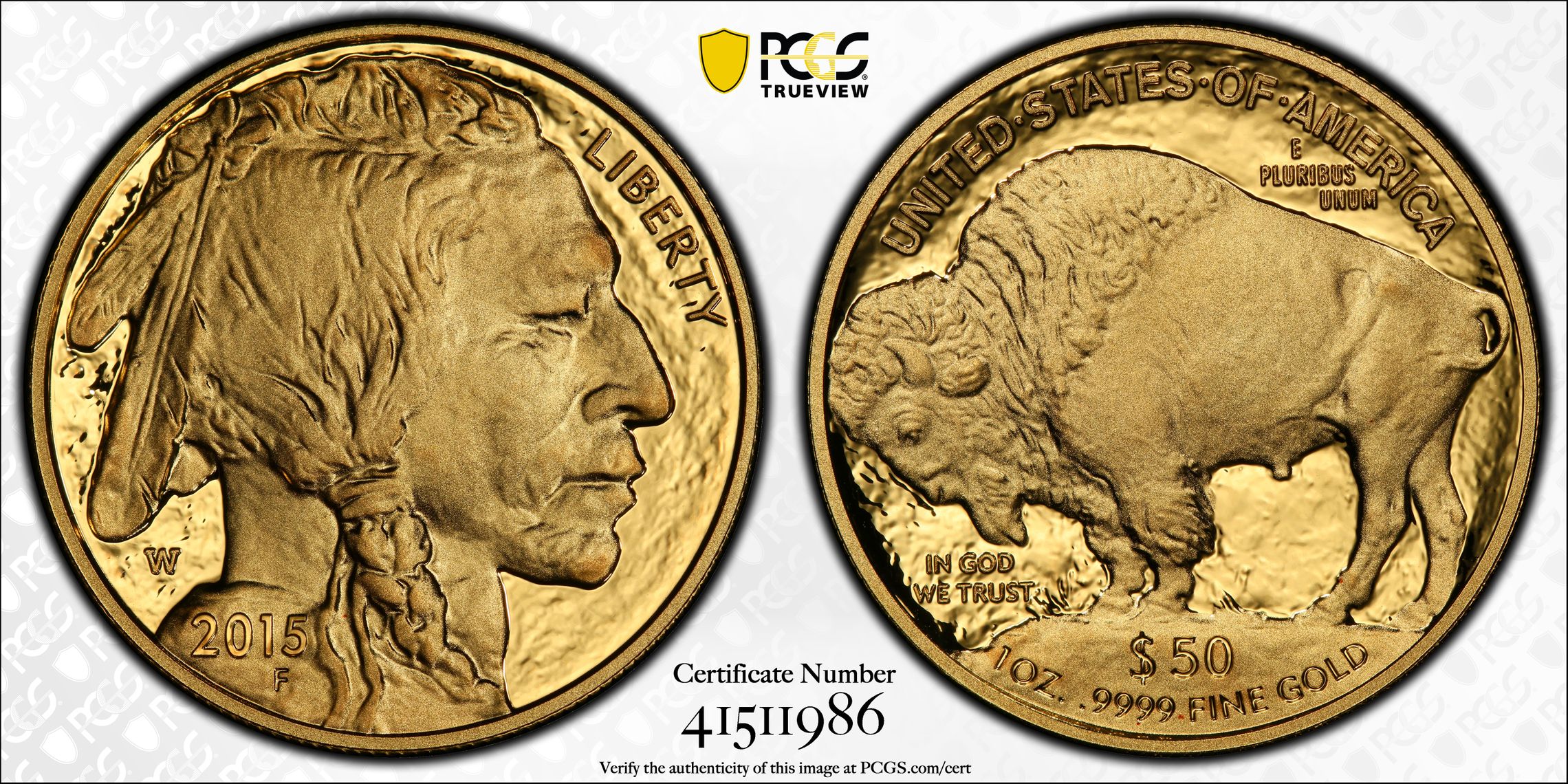 2015 W One Ounce Gold Buffalo. Proof 70 Deep Cameo PCGS