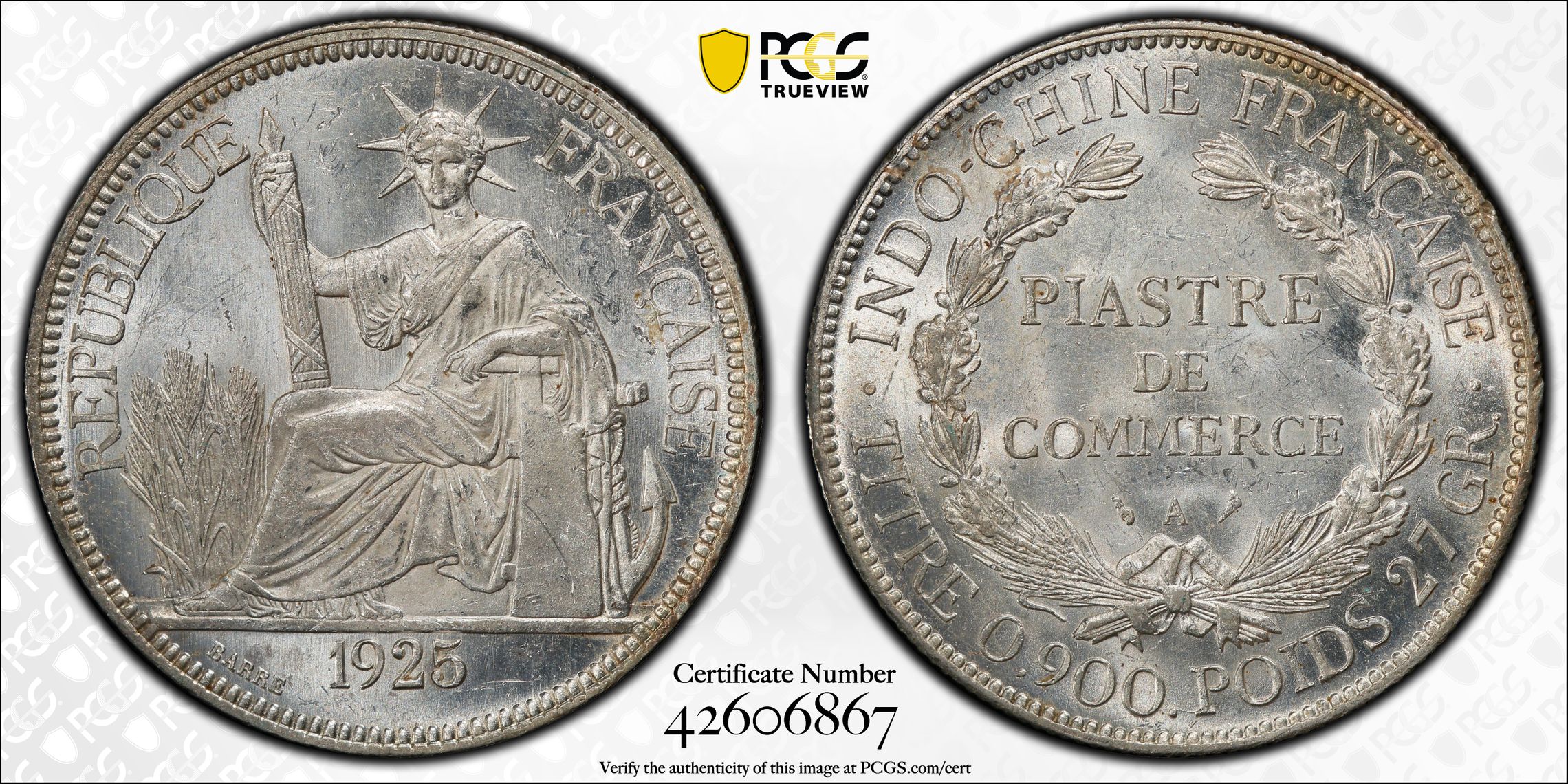 最大の割引 フランス領インドシナ 銀貨 PCGS 1925A Piastre 