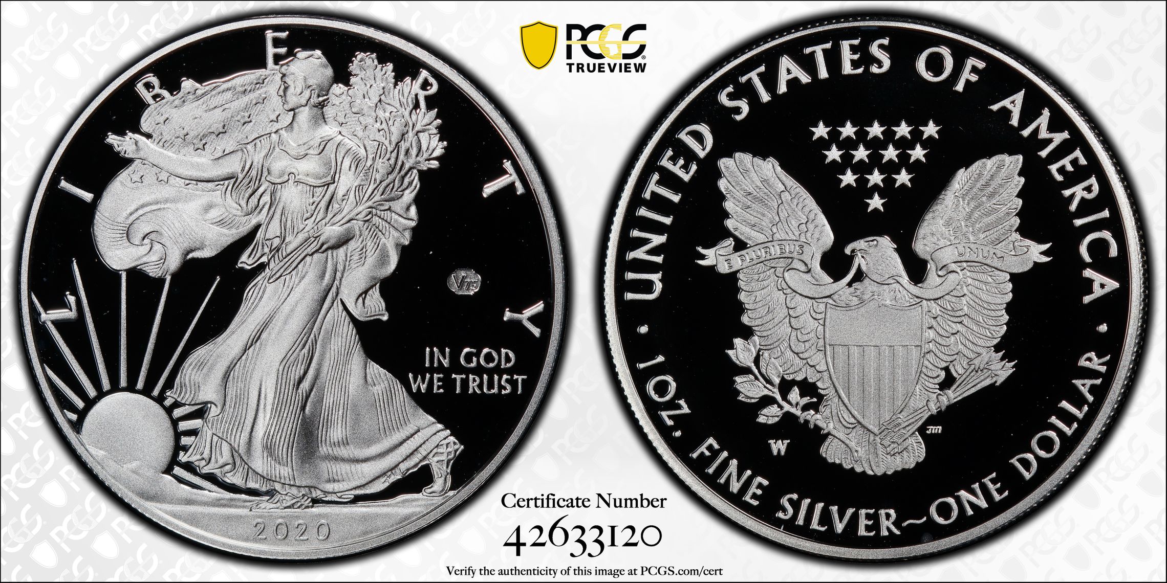 2020-W Silver Eagle. 75th Anniversary of the End of World War II