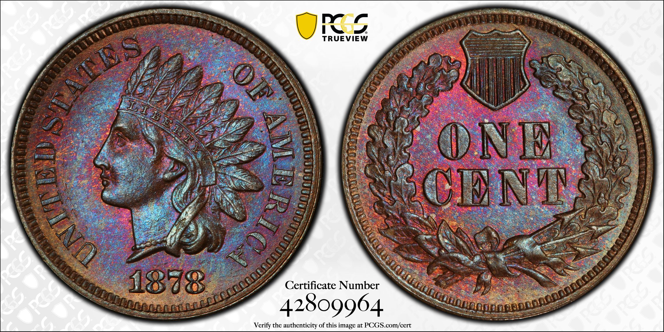 1878 Indian Cent. MS-64 BN (PCGS)., MS64BN - PCGS Auction Prices