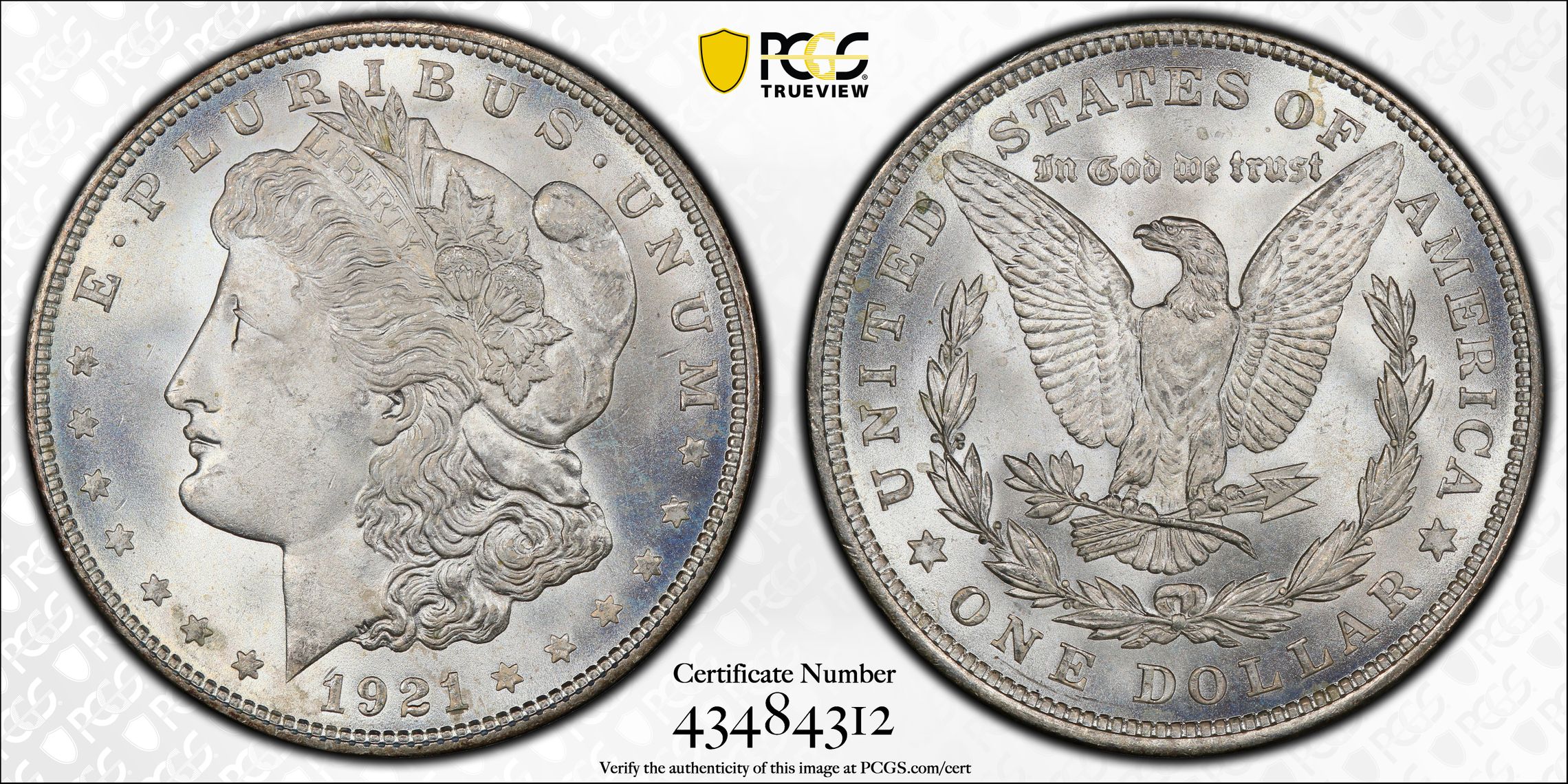 1921 Morgan Silver Dollar. MS-66+ (PCGS). CAC., MS66+ - PCGS 