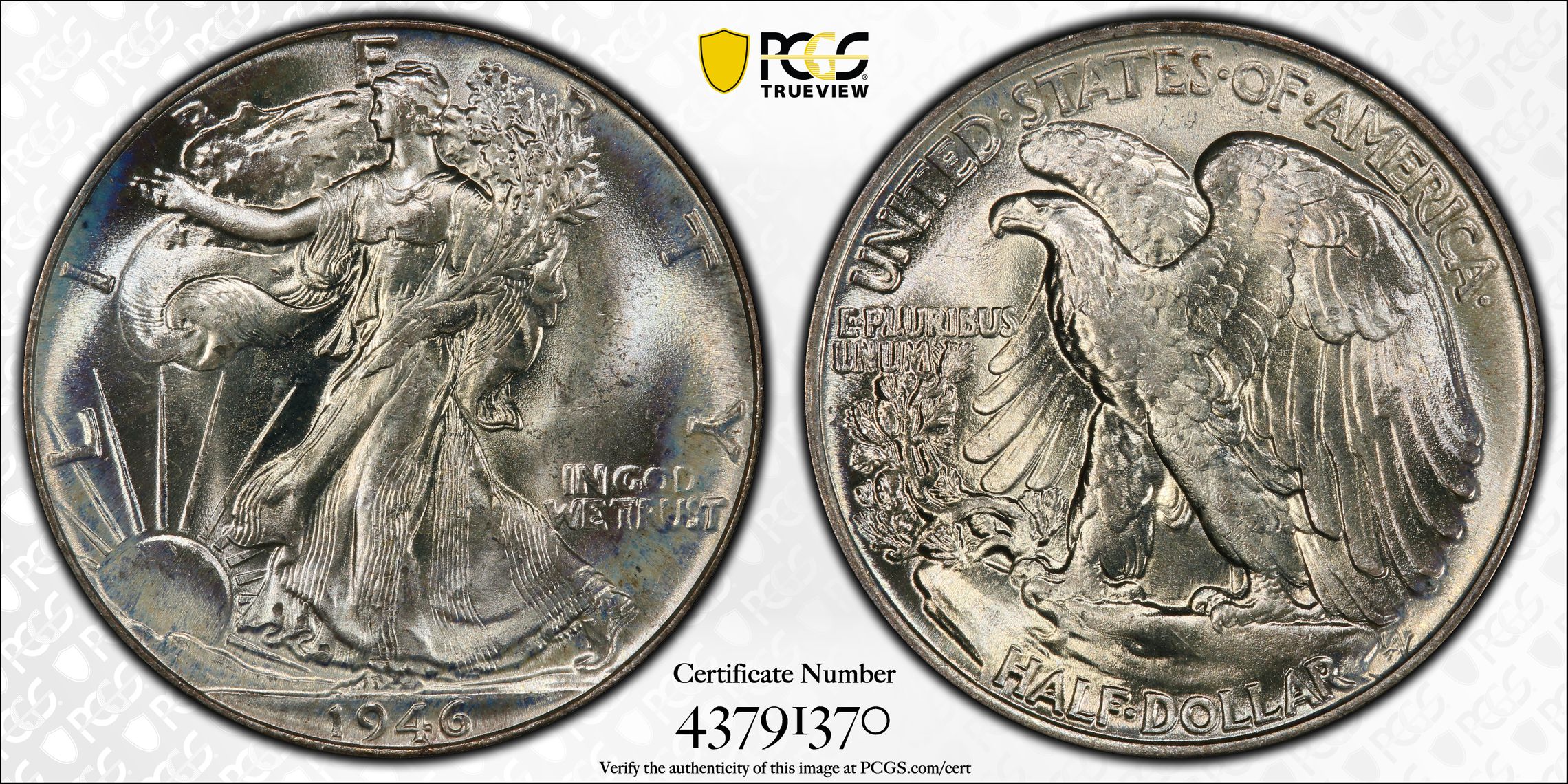 1946 Walking Liberty Half Dollar. MS-66+ (PCGS)., MS66+