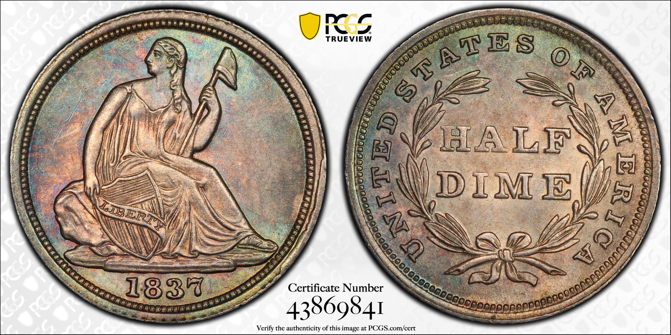 1837 H10c PCGS/CAC MS63 (No Stars, Small Date), MS63 - PCGS