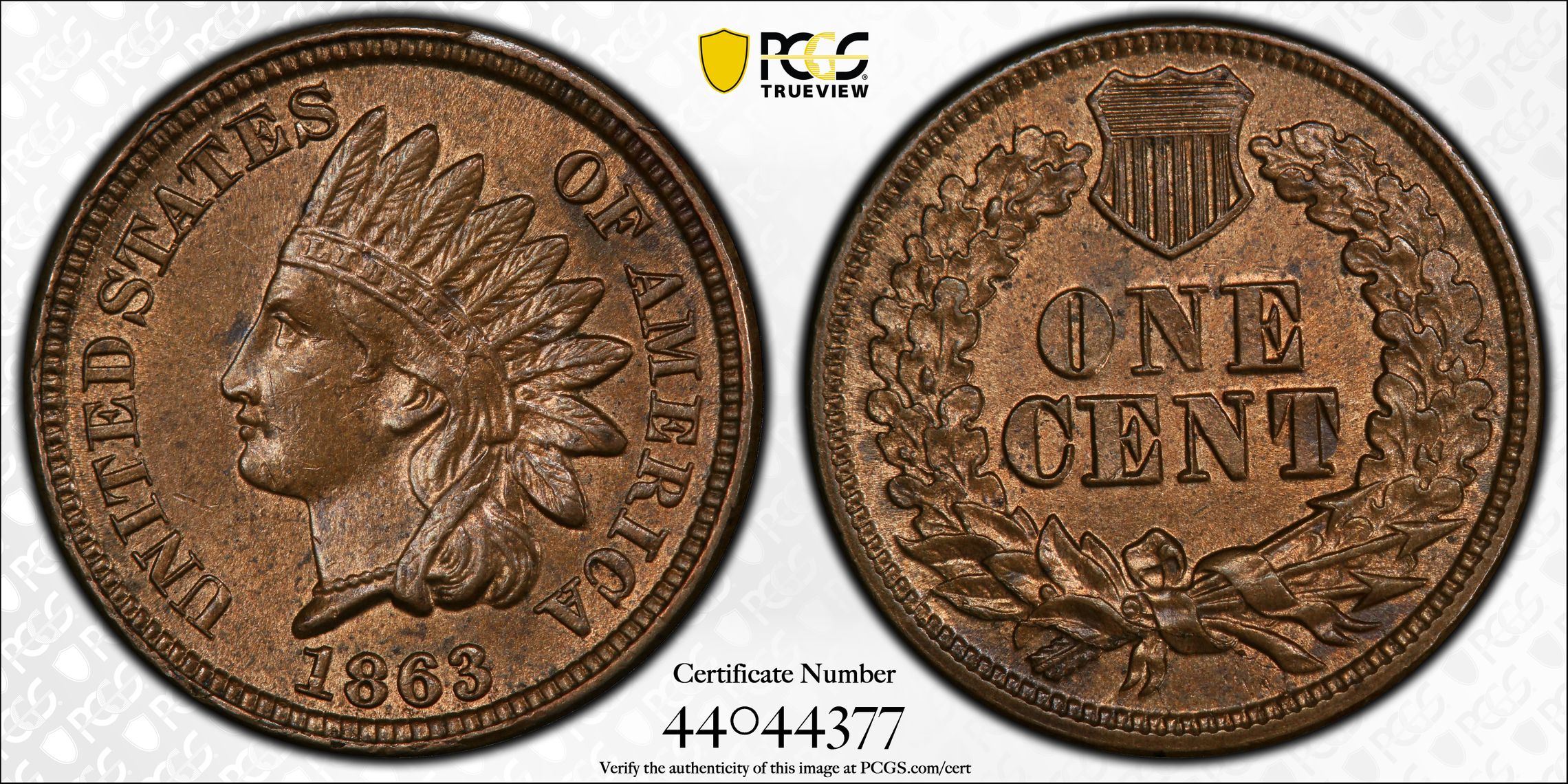 1863 Indian Cent. MS-63 (PCGS)., MS63 - PCGS Auction Prices