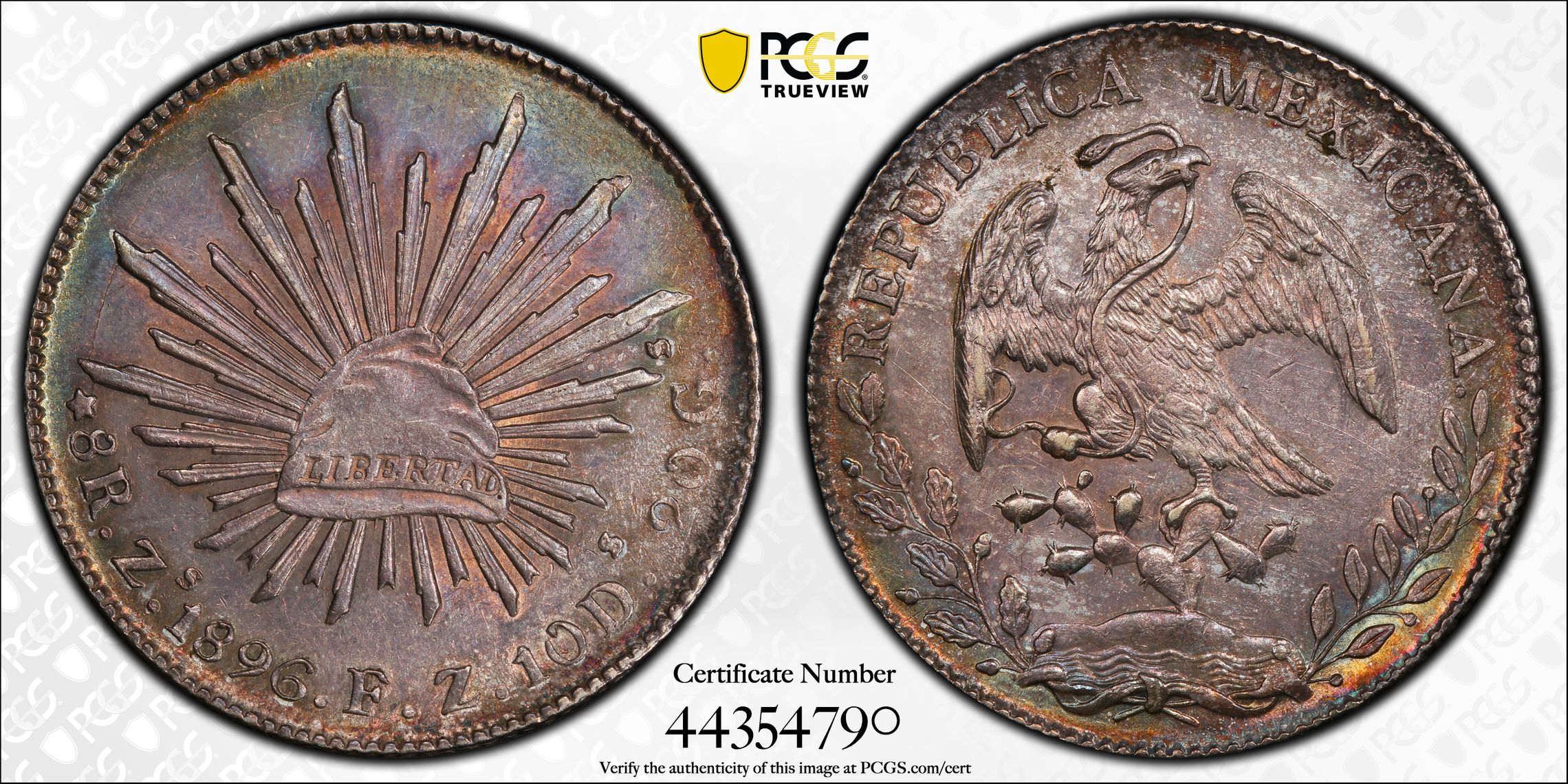 MEXICO. 8 Reales, 1896-Zs FZ. Zacatecas Mint. PCGS MS-62., MS62 - PCGS  Auction Prices