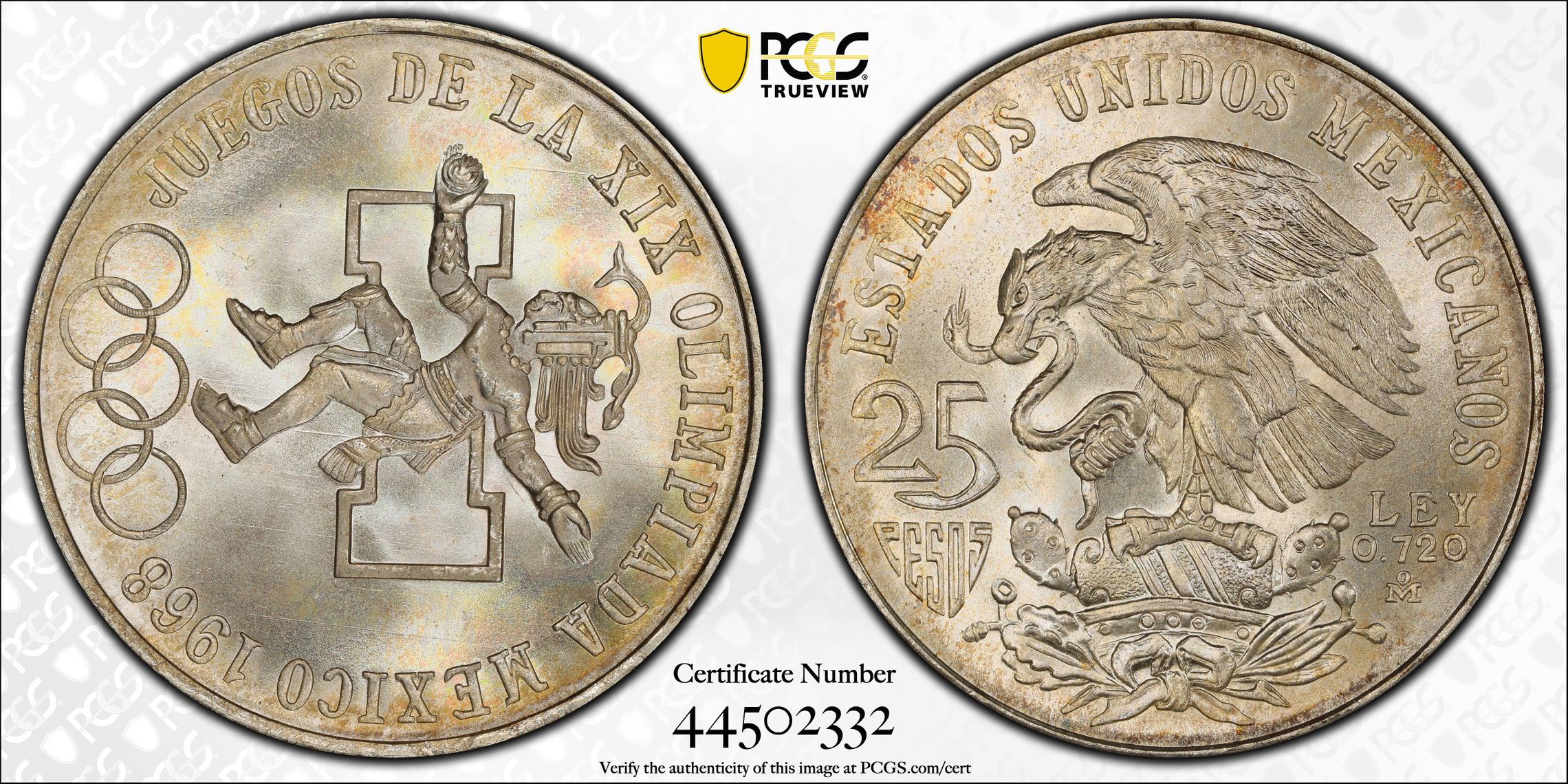 MEXICO. 25 Pesos, 1968-Mo. Mexico City Mint. PCGS MS-67., MS67 