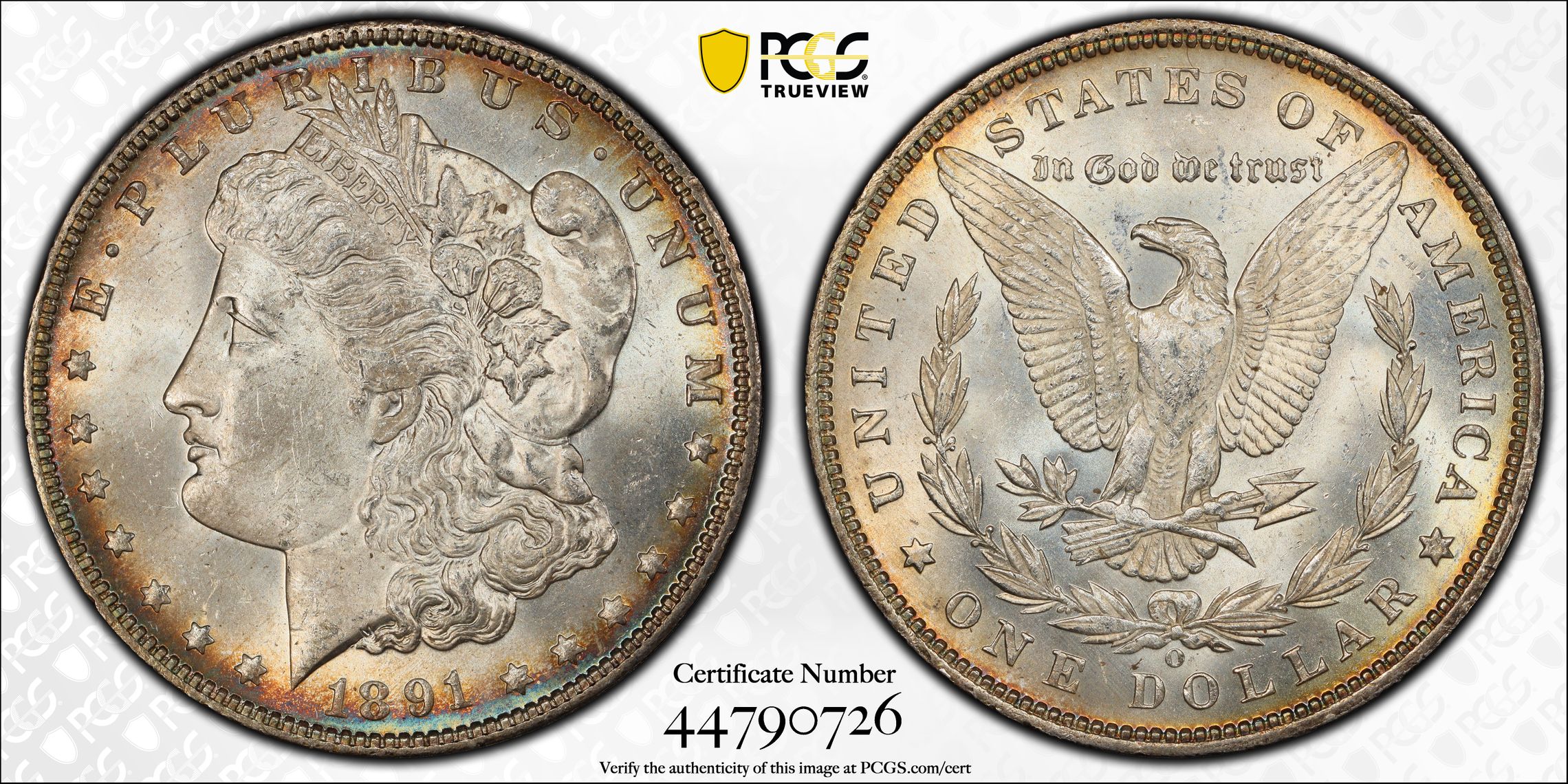 1891O MORGAN SILVER DOLLAR on sale GRADED MS63 BY PCI