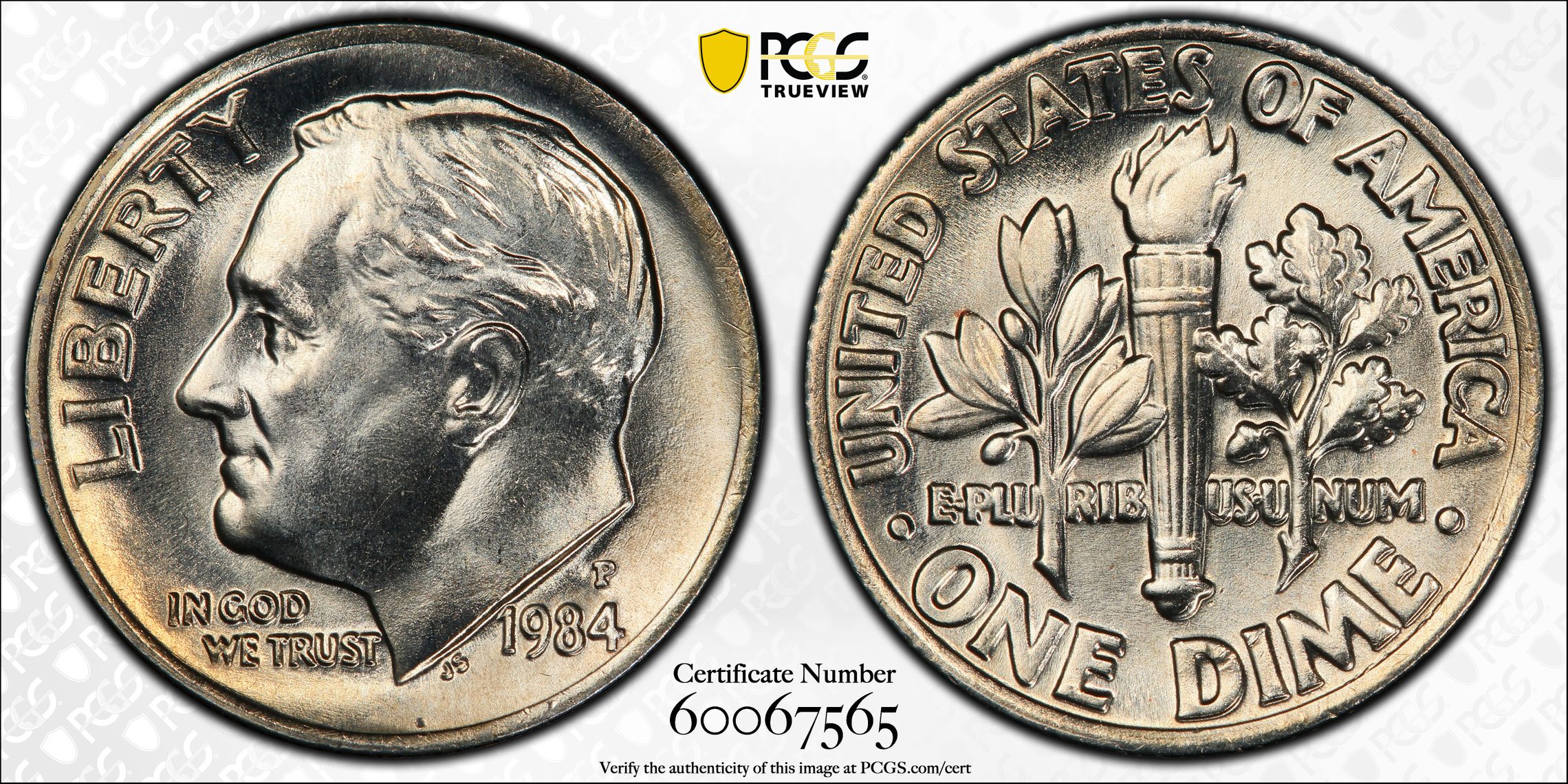 1984-P Roosevelt Dime PCGS MS68 FULL BANDS - POP 7/0 COIN 1984-P Roosevelt Dime PCGS MS68 FULL BANDS - POP 7/0 COIN